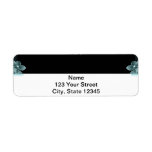 Tiffany Blue Orchid on Black Custom Return Address Labels
