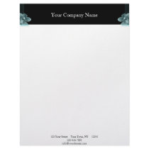 Tiffany Blue Orchid on Black Letterhead Template
