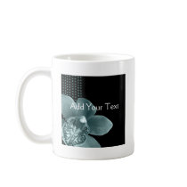 Tiffany Blue Orchid on Black Coffee Mug