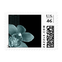 Tiffany Blue Orchid on Black Postage