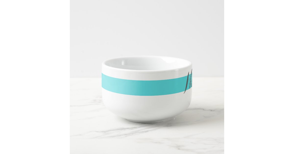 Tiffany Blue Personalized Striped Soup Bowl Zazzle