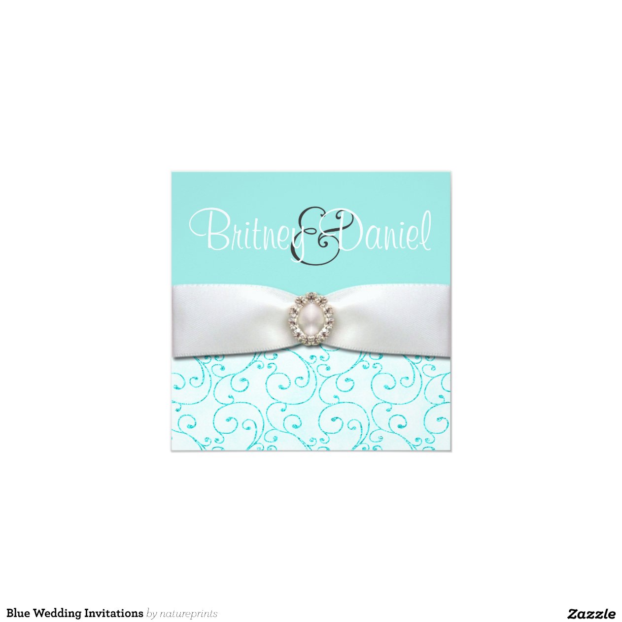 Tiffany Blue Wedding Invitations 5.25" Square Invitation Card | Zazzle