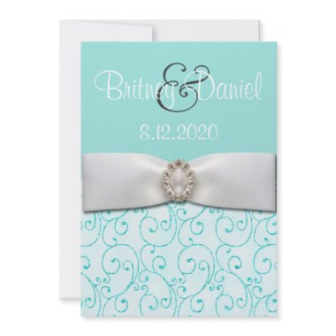 Tiffany Blue Wedding Invitations 5x7 Size