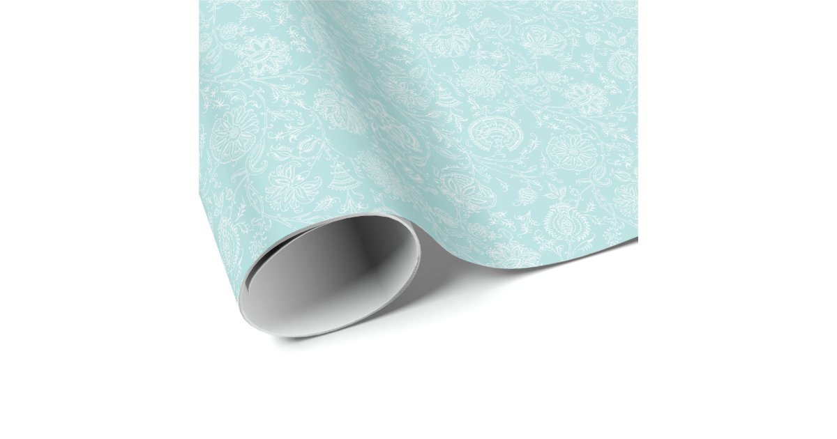 Tiffany Blue & White Floral Pattern Wrapping Paper Zazzle