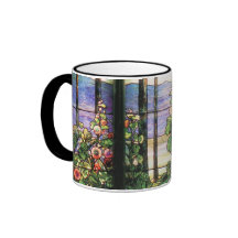Tiffany Stained Glass Hollyhocks Mug