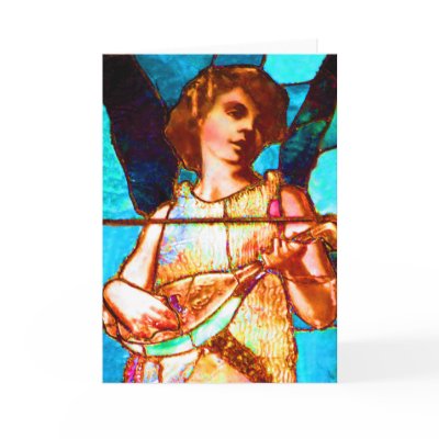 Tiffany Stained Glass Musical Angel Greeting Cards