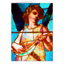 Tiffany Stained Glass Musical Angel Greeting Cards