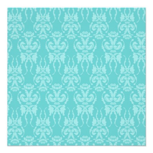 Tiffany Teal Damask Wedding Invitations