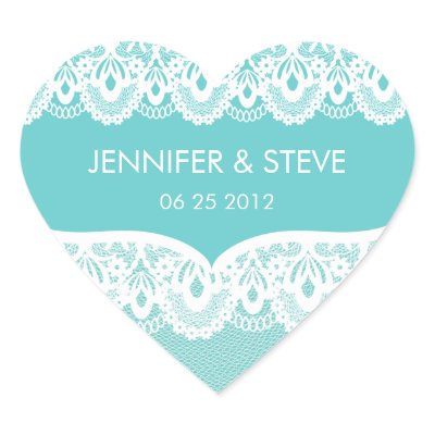 Tiffany Teal Lace Wedding Stickers