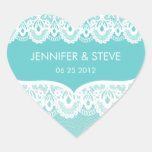 Tiffany Teal Lace Wedding Stickers