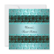 Tiffany Teal Swirls Elegant Classy Sweet Sixteen invitation