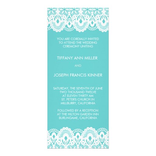 Tiffany Teal White Lace Wedding Invitation