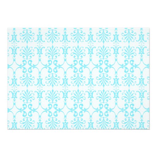 Tiffny Blue Bridal Shower Invitations Damask