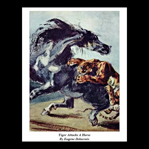 Tiger Attacks A Horse By Eugene Delacroix Print