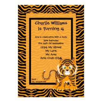 Tiger Birthday Party Announcements