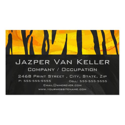 Tiger Black and Orange Print Business Cards (front side)