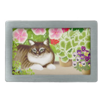 Tiger Cat in Patio Jungle Belt Buckle