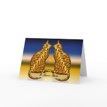 Tiger Cats in the Sunset Card