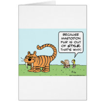 tiger caveman mastodon out of style greeting card