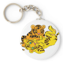 Tiger Cubs Playing Key Chain