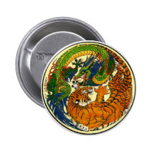 Tiger & Dragon Yin Yang Pinback Button