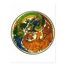 Tiger & Dragon Yin Yang Post Cards