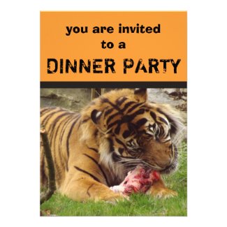 Tiger Eating His Meat Dinner Party Invitations