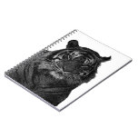 Tiger Endangered Species Wild Cats Black and White Notebook