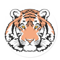 Tiger Face Round Stickers