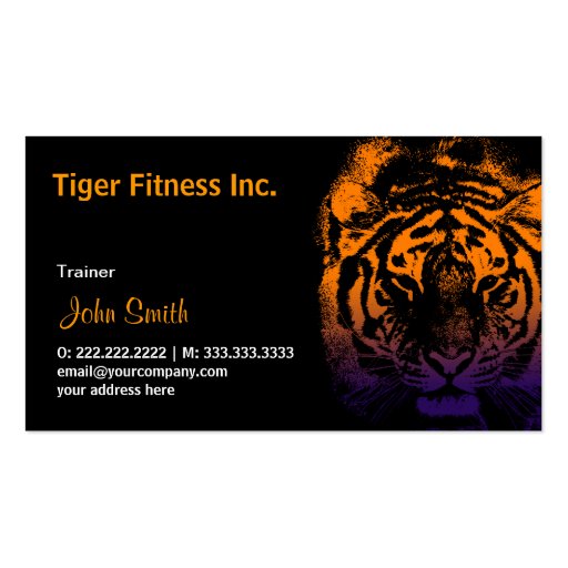 Tiger Fitness/Workout dark business card (front side)