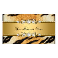 Tiger Gold Animal Black Jewel Look Image Business Cards