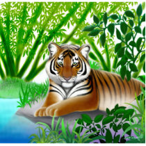 Tiger in Bamboo Jungle Pin photo sculptures by twopurringcats Tiger in Bamboo Jungle Pin photo sculptures