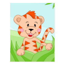 Tiger in grass post card