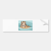 Tiger In The River Bumper Stickers