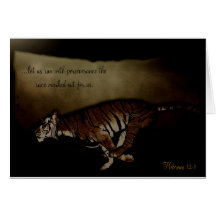 Tiger Inspirational Encouragment to Run the Race! Greeting Cards