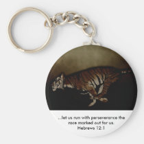 Tiger Inspirational Encouragment to Run the Race! keychains