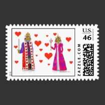 Tiger King and Queen of Hearts postage