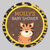 Tiger Leopard Print Jungle Baby Shower Favor Stick stickers