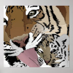 Tiger Licking Her Young Cub - Binary Trading Art Posters