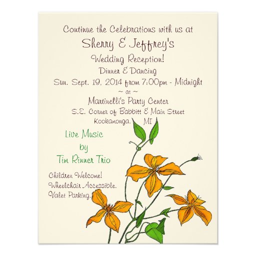 Tiger Lilies (Post-Wedding Reception Invitation