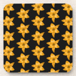 Tiger Lily Flower Pattern on Black. Drink Coasters