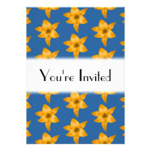 Tiger Lily Pattern on Blue. Invites