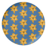 Tiger Lily Pattern on Blue. Party Plates
