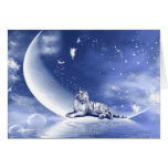 Tiger on the moon greeting cards