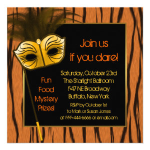 Tiger Orange Black Halloween Masquerade Party Personalized Announcement