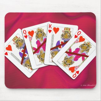 Tiger Playing Cards on Satin mousepad