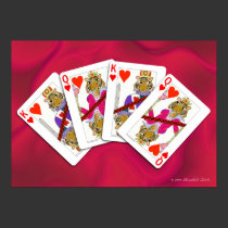 Tiger Playing Cards on Satin posters