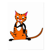 Tiger Playing the Clarinet Postcards