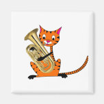 Tiger Playing the Euphonium Fridge Magnets