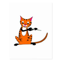 Tiger Playing the Flute Post Cards